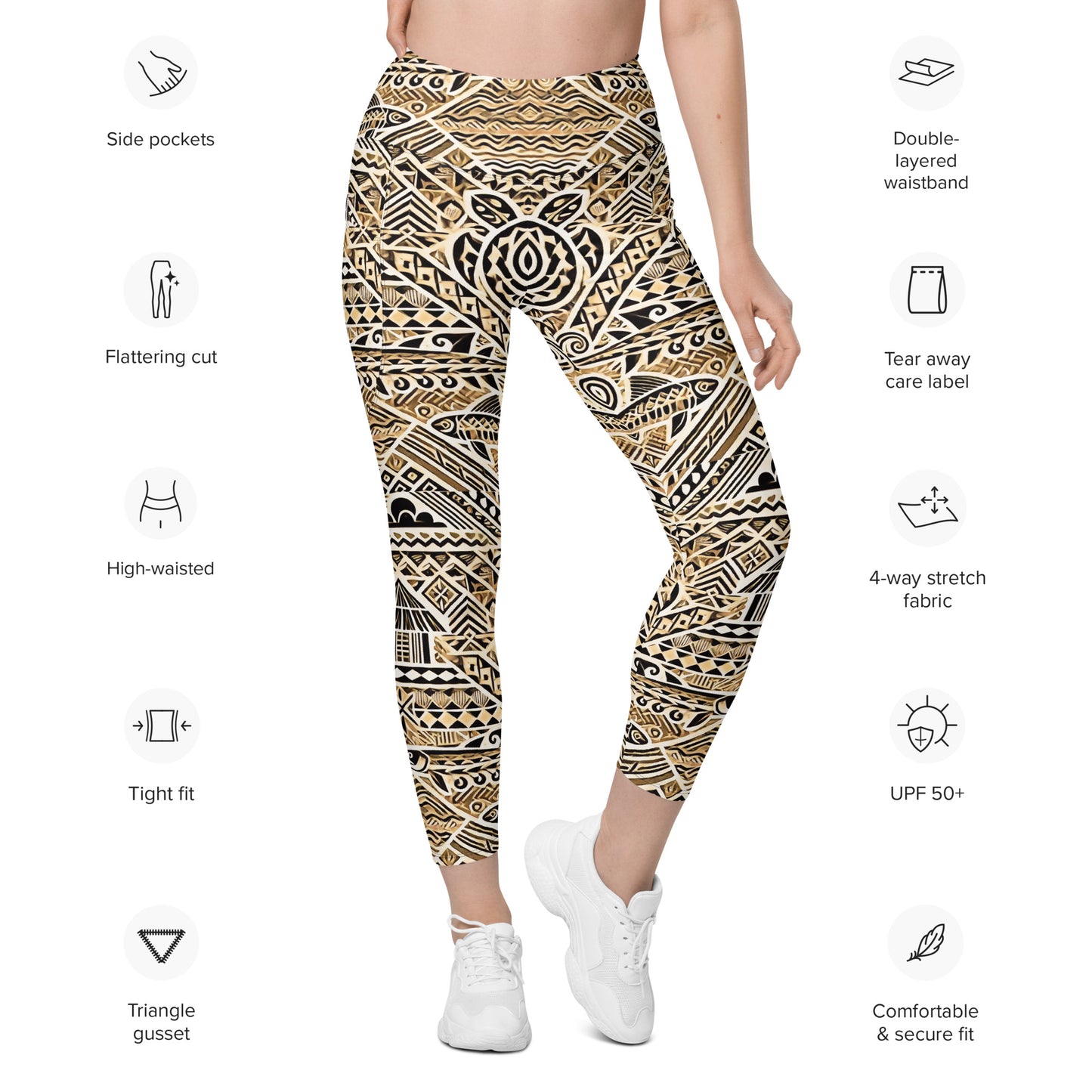 Tribal Leggings with pockets - Indigital Bamboo