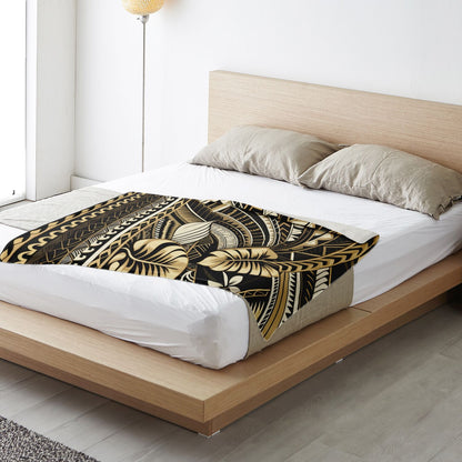 Tribal Premium Microfleece Blanket - Poly-Tattoo Gold