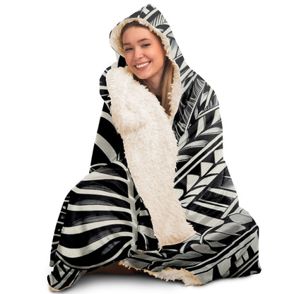 Tribal Hooded Blanket - Poly-Tattoo, Silver