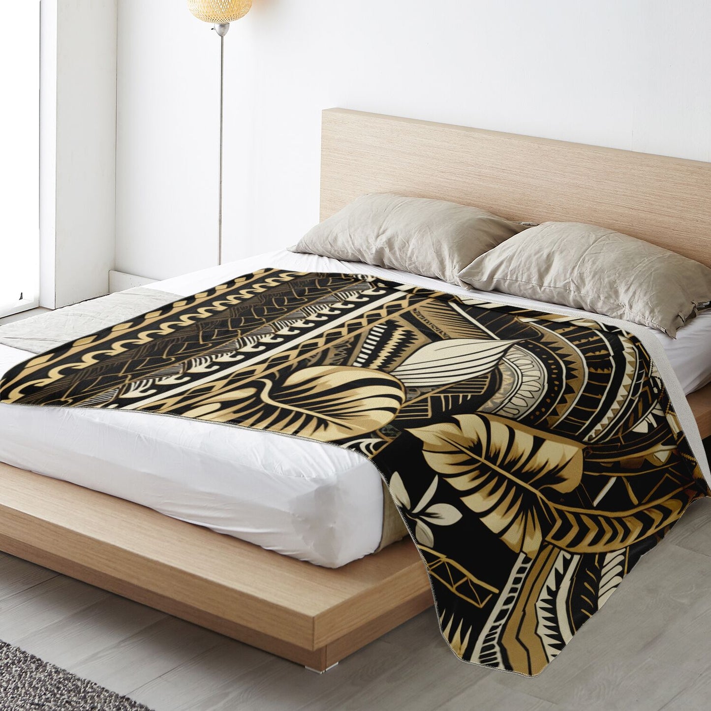 Tribal Premium Microfleece Blanket - Poly-Tattoo Gold