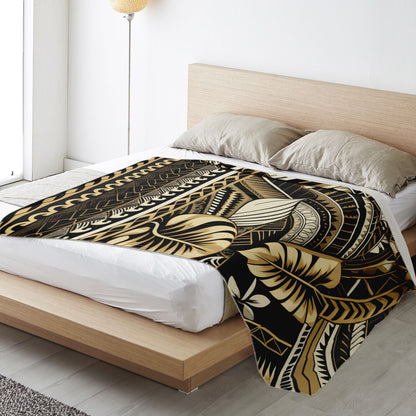 Tribal Premium Microfleece Blanket - Poly-Tattoo Gold