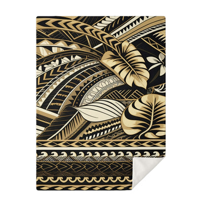 Tribal Premium Microfleece Blanket - Poly-Tattoo Gold