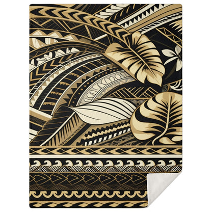 Tribal Premium Microfleece Blanket - Poly-Tattoo Gold