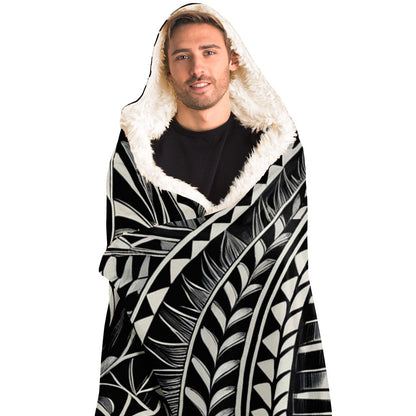 Tribal Hooded Blanket - Poly-Tattoo, Silver