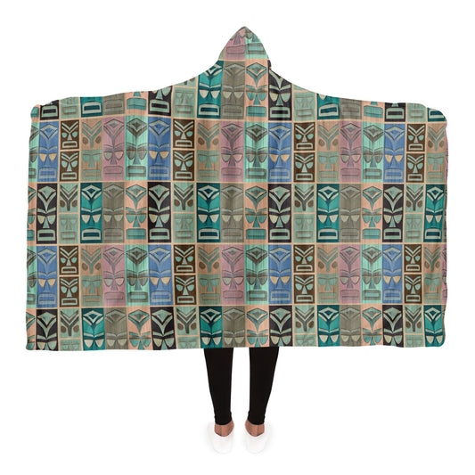 Tiki Long Face Hooded Blanket - Faded Wood, Pastel