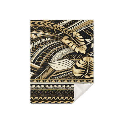 Tribal Premium Microfleece Blanket - Poly-Tattoo Gold