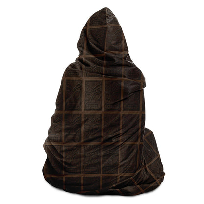 Tiki Faces Hooded Blanket - Mahogany Wood