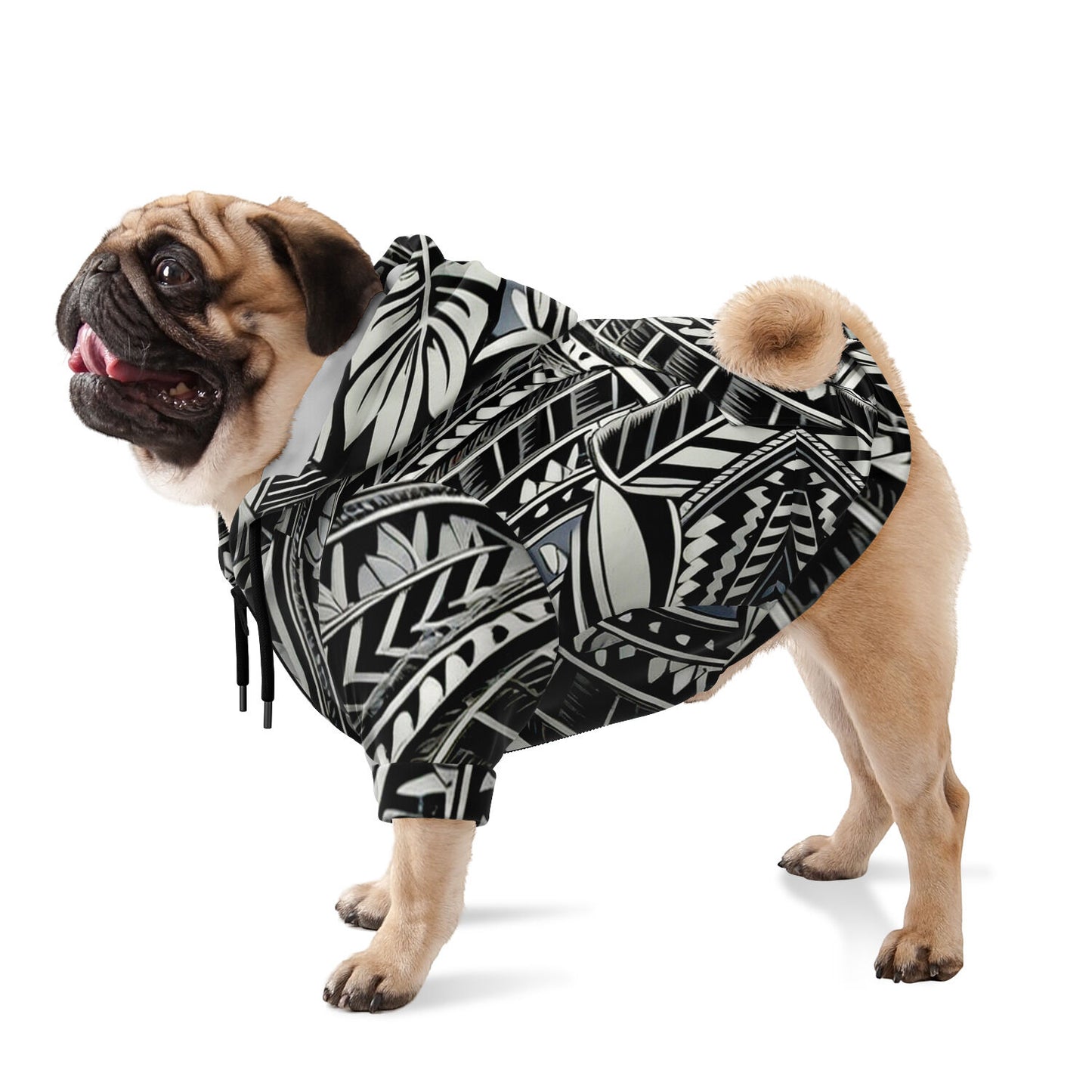 Tribal Doggie Zip-Up Hoodie - Poly-Tattoo, Silver