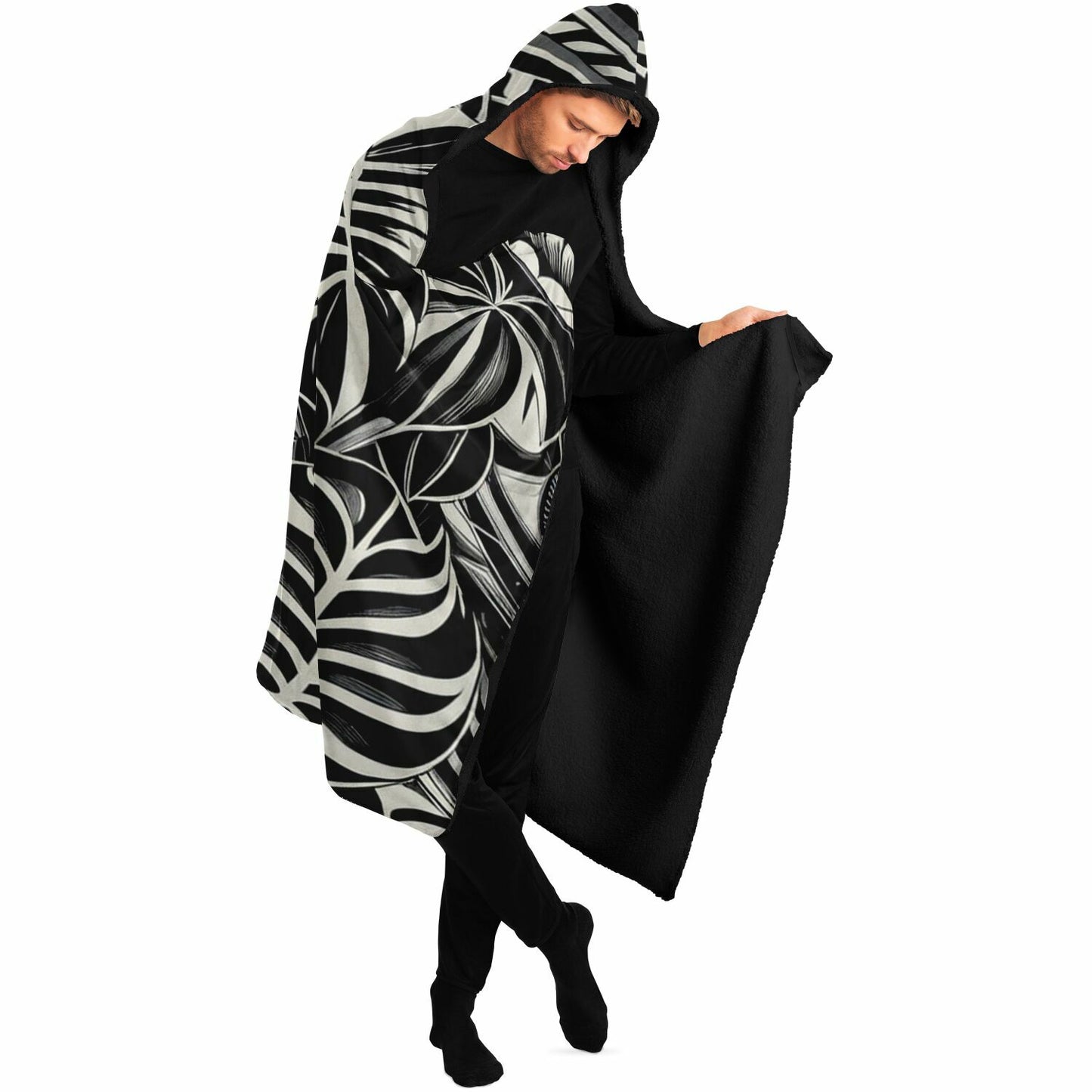 Tribal Hooded Blanket - Poly-Tattoo, Silver