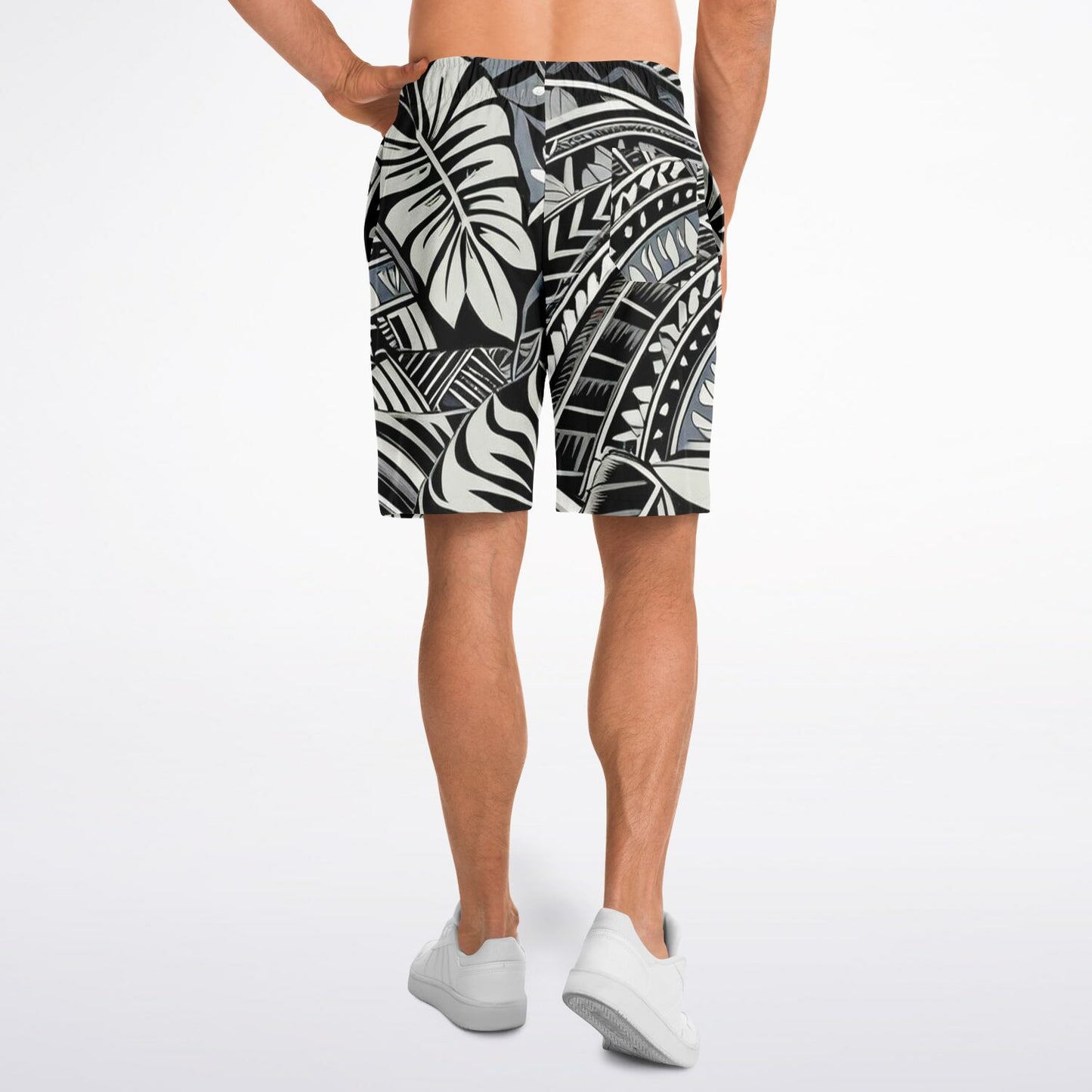 Tribal Long Shorts - Poly-Tattoo, Silver