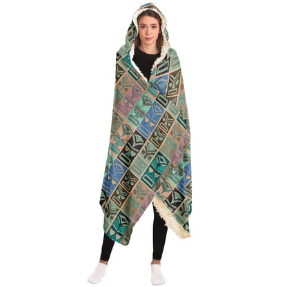 Tiki Long Face Hooded Blanket - Faded Wood, Pastel