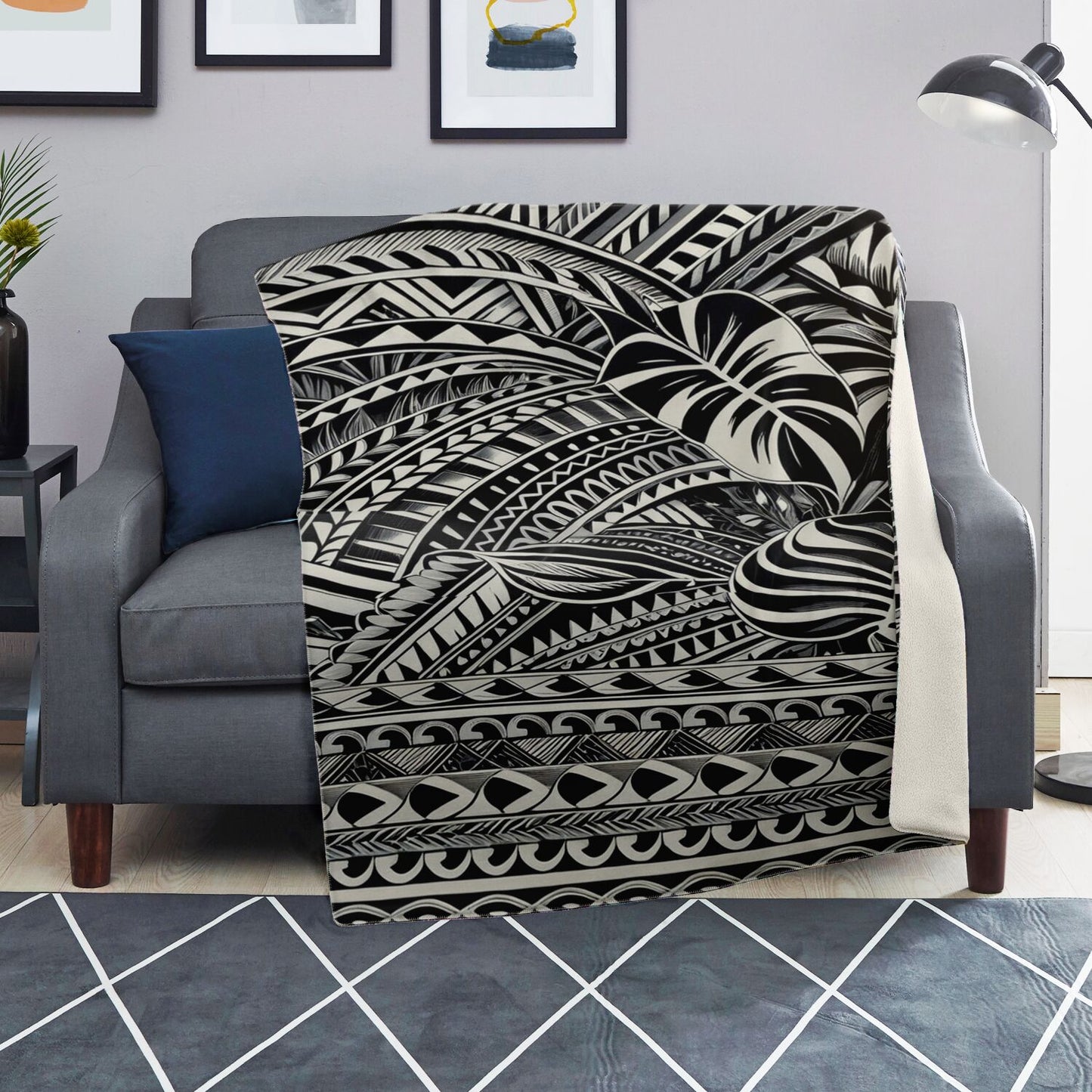 Tribal Premium Microfleece Blanket - Poly-Tattoo Silver