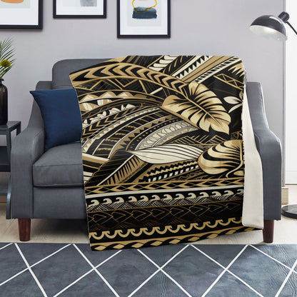 Tribal Premium Microfleece Blanket - Poly-Tattoo Gold