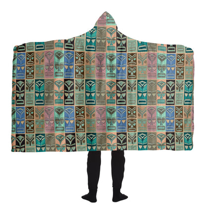 Tiki Long Face Hooded Blanket - Faded Wood, Pastel