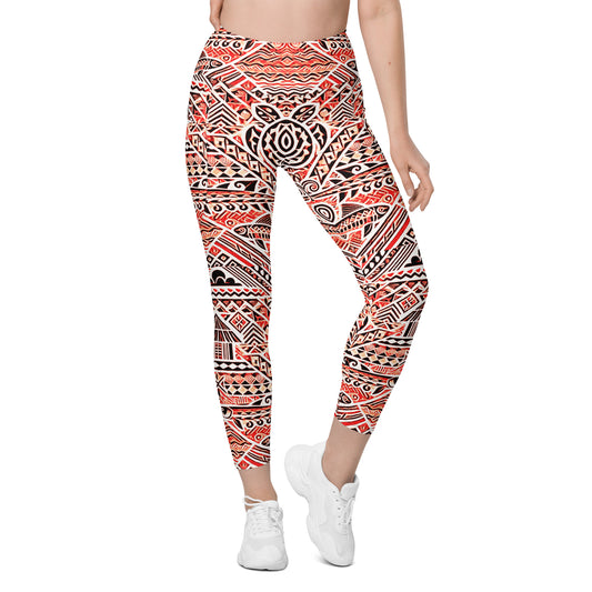 Tribal Leggings with pockets - Indigital Pink Salmon