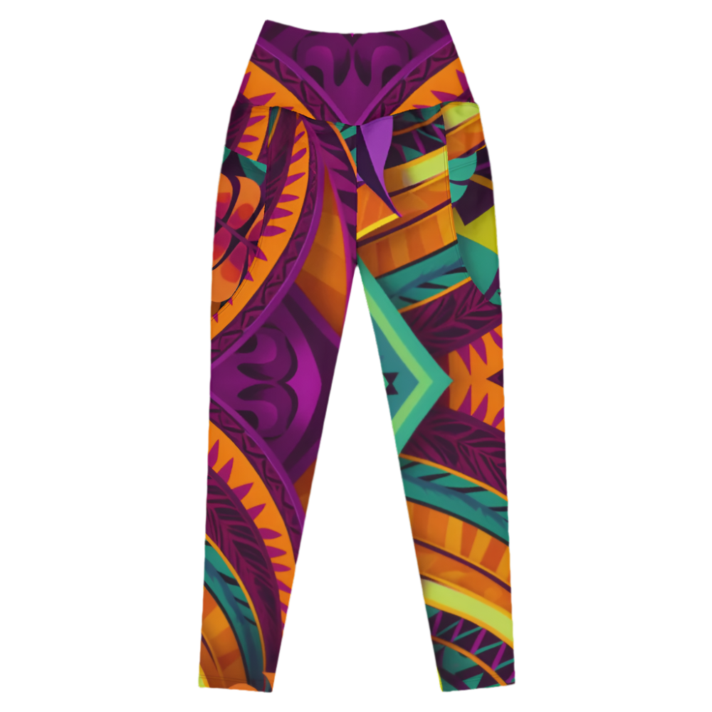 Leggings w/Pockets - Poly-Purple Swirl