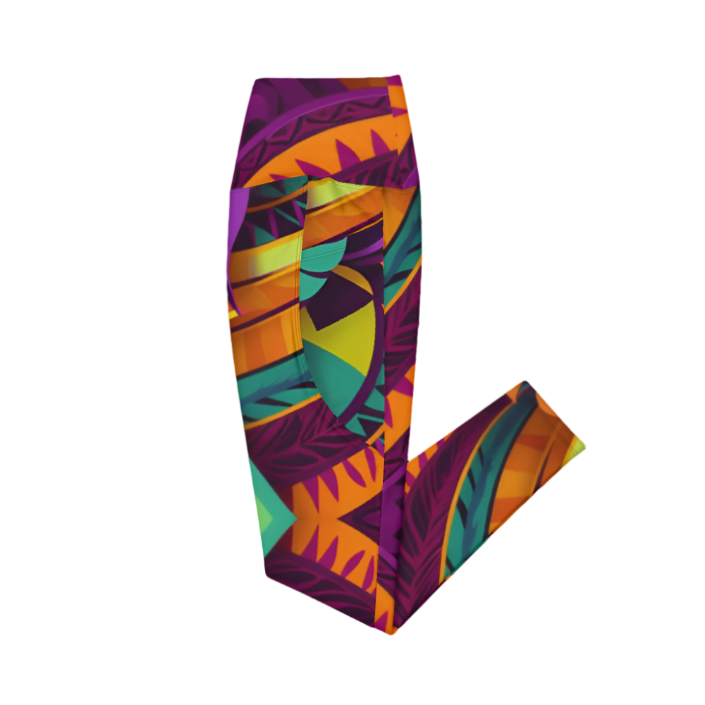 Leggings w/Pockets - Poly-Purple Swirl