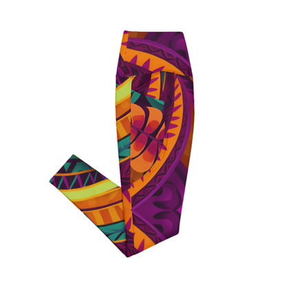 Leggings w/Pockets - Poly-Purple Swirl