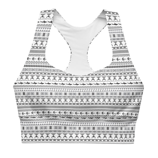 Tribal Sports Bra - Tribal Pattern, Silver