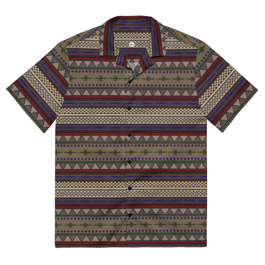 Tribal Pattern Button Down Shirt - Makiki