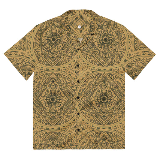 Tribal Tapestry Button Down Shirt - Mustard Brown