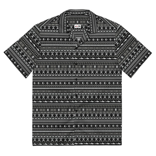 Tribal Button Down Shirt, Islander Black Pattern