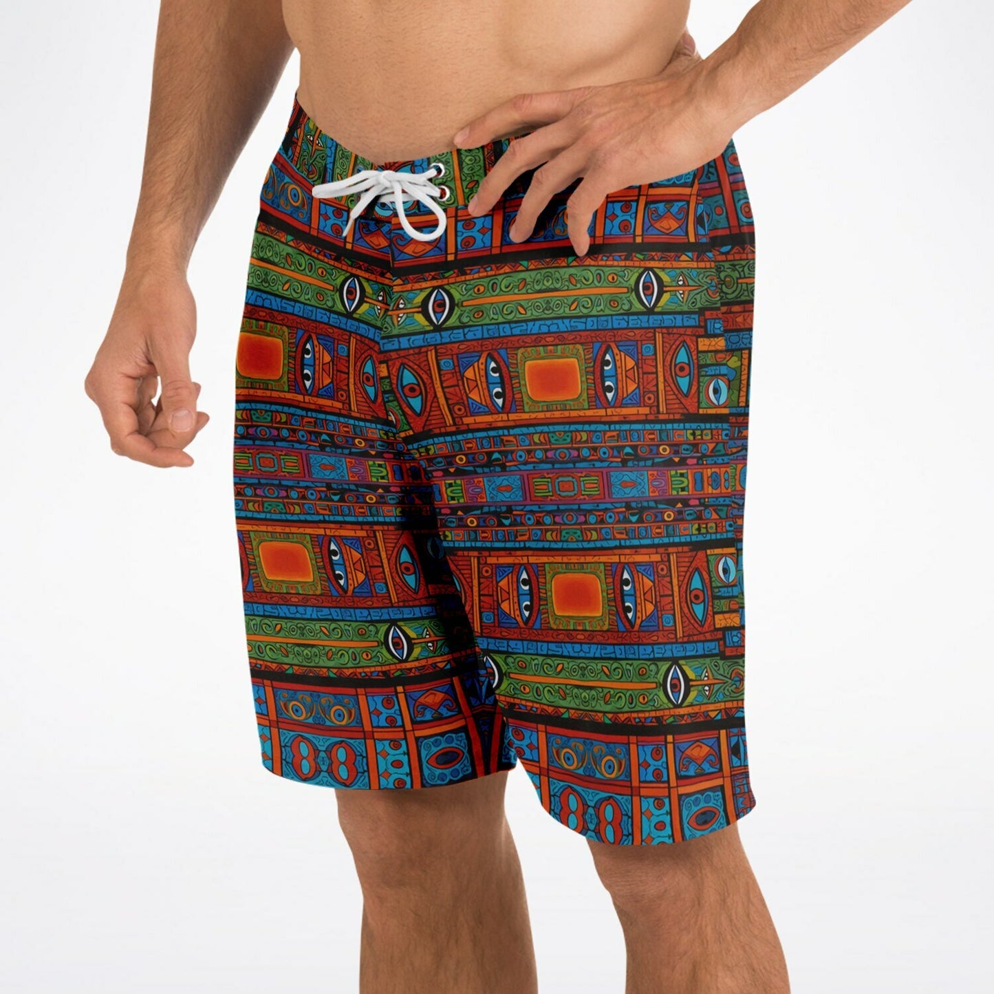 Tiki Poly Abstract Board Shorts - Vivid Mesh