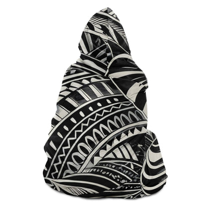 Tribal Hooded Blanket - Poly-Tattoo, Silver