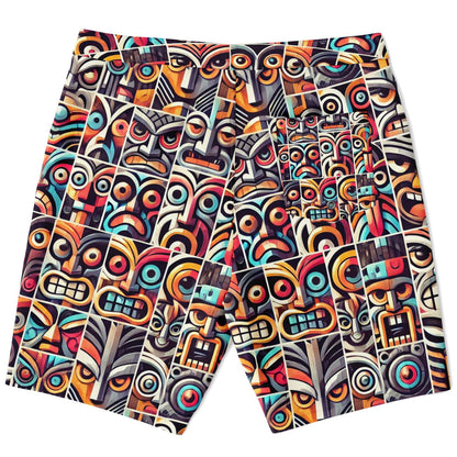 Tiki Surfer Board Shorts - Fierce Face