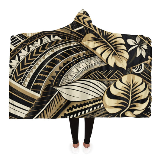 Tribal Hooded Blanket - Poly-Tattoo, Gold