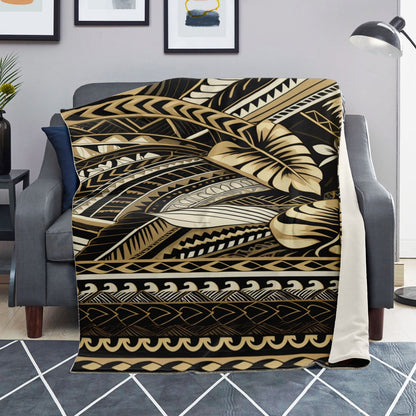 Tribal Premium Microfleece Blanket - Poly-Tattoo Gold