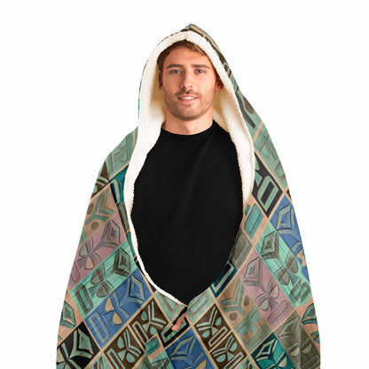 Tiki Long Face Hooded Blanket - Faded Wood, Pastel