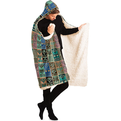 Tiki Long Face Hooded Blanket - Faded Wood, Pastel