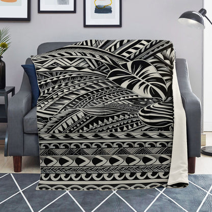 Tribal Premium Microfleece Blanket - Poly-Tattoo Silver