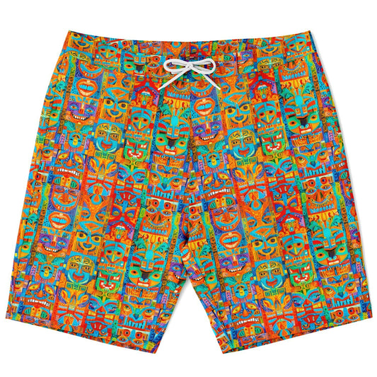 Tiki Surfer Board Shorts - Happy Faces