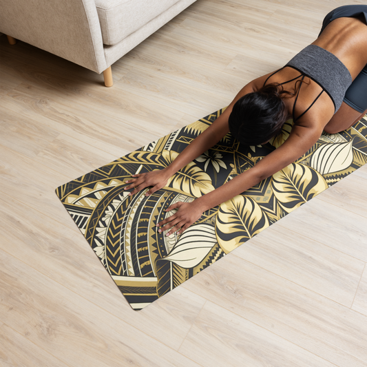 Tribal Yoga Mat - Poly-Tattoo, Gold