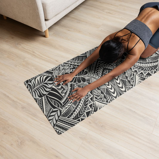 Tribal Yoga Mat - Poly-Tattoo #4, Silver